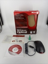 Microsoft Wheel Mouse Optical PC Mac Wired USB PS/2 Model X10-48807-03 Open Box picture