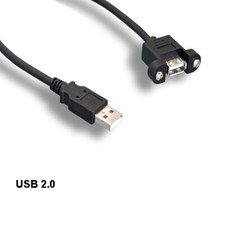 10x 1ft Panel-Mount USB 2.0 Type A Extension Cable 480 Mbps Sync Charge Data picture