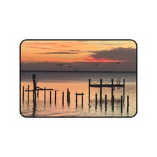 Sunset Pier Silhouette Desk Mat | Coastal Sunrise Mouse Pad picture
