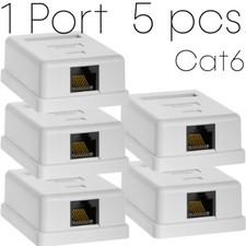 RJ45 Surface Mount Box 1 2 Ports For Cat5 Cat6 Cable Female RJ45 Connector White picture