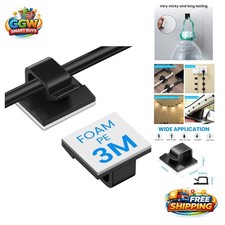30 Pcs Self-Adhesive Black Cable Clips for Elegant Cord Management picture