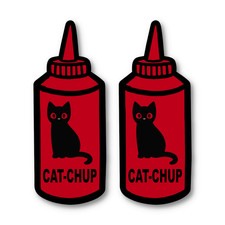Funny Cat Sticker, Cat-Chup Ketchup Decal for Laptops & Indoor Use - Set of 2 picture