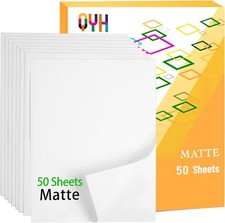 Premium Printable Vinyl Sticker Paper - 50 Matte White Waterproof Decal Paper... picture