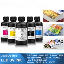 5×250ML LED UV Ink For Epson 1390 L800 L1800 L805 R1800 R1900 UV Flatbed Printer picture