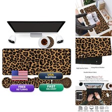 RVHOEZZM 4 in 1 Gaming Mouse Pad Keyboard Wrist Support Rest Coaster Leopard picture