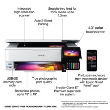 Epson EcoTank Photo ET-8550 Color Inkjet All-In-One Printer - White picture