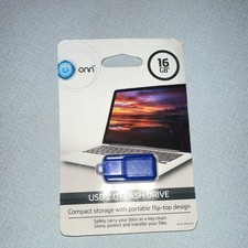 onn USB 2.0 Flash Drive 16GB Blue Portable Flip-Top Design USB Flash Drive picture