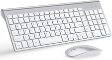 Wireless Keyboard and Mouse Ultra Slim Combo, TopMate 14.55x5.5x0.8in, White picture