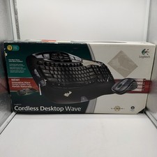 Logitech Cordless Desktop Wave Keyboard Mouse Combo Black Receiver TESTED picture