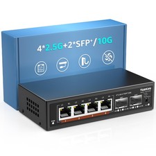 6 Port 2.5G Unmanaged Ethernet Switch, 4 x Base-T Ports, 2 x 10G Black  picture
