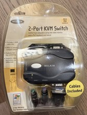 Belkin F1DK102P 2-Port KVM Switch with Built-In Cabling New Sealed picture