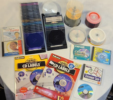 200+ Items VINTAGE Media LOT: Blank CD-R DVD-R Discs Neato Labels CD Cases picture