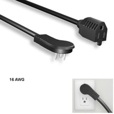[10X] 1ft 16AWG Low Profile Angled Power Extension Cable NEMA 5-15P/R 13A/125V picture