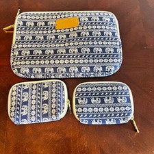 Kayond Blue & White Elephant Pattern Laptop Sleeve & Pouch Set With Zippers picture