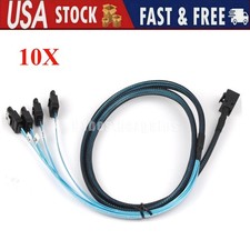 10X Mini SAS SFF-8643 To 4 SATA 7pin Hard Disk 6Gbps Data Server Raid Cable 1M picture
