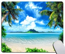 Beach Mouse Pad, Tropical Palm Trees and Cool Seawater Island Landscape Recta... picture