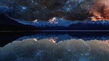 Landscape nebula lake space stars water reflection Custom Gaming Mat Desk picture