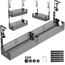 Multi-Model Under Desk Cable Management 2 Pack Metal Wire Black  picture