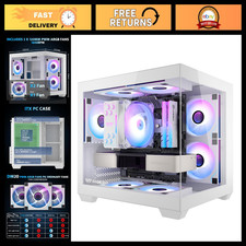 Mini ITX PC Case with Dual Tempered Glass, 3 ARGB Fans, Supports 240mm AIO - Whi picture