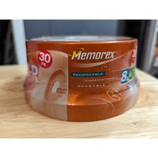 30 pack Memorex DVD - R 8x 4.7 GB 120 min video recordable orange label sealed picture