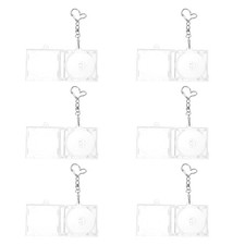 6 Pcs CD Case Key Chain Storage Cases Plastic DIY Blank Keychain picture