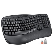 Wireless Ergonomic Keyboard Wave Keys Wrist Rest Natural Typing Keyboard 2.4G... picture