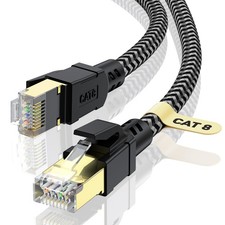 50FT Cat 8 Ethernet Cable High Speed Braided Internet LAN Cord 40Gbps 2000Mhz picture