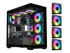 SAMA SV01 Mid Tower ATX Gaming PC Computer Case Black, 4 Addressable RGB Fans Pr picture