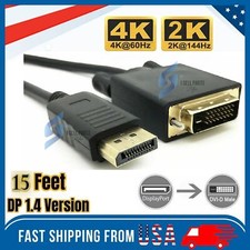 6/10/15 Ft Gold Plated DP DisplayPort to DVI-D Male Dual Link Cable 2k 4k 1080P picture