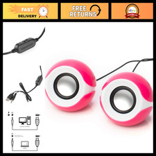 Compact USB Powered Stereo Speakers - 8W Output, Volume Control, Pink Audio Syst picture