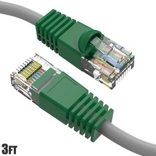 3FT CAT6 RJ45 Network LAN Ethernet UTP Crossover Cable Copper Wire Green Boot picture