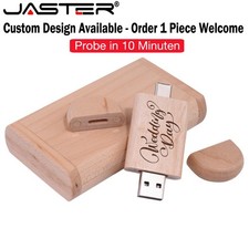 USB Flash Drive‑C 64GB Personalised Engraved Drive with Wooden Gift Box for Gift picture