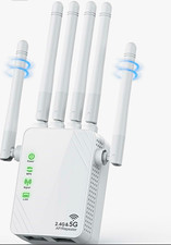 Dual Band WiFi Range Extender 1200Mbps 2.4/5GHz Wireless WPS White picture