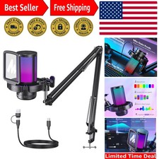 Professional USB Gaming Microphone with Adjustable Boom Arm and RGB Features picture