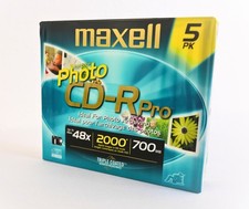 MAXELL Photo CD-R Pro 5 Pack 700MB 48x Triple Coated Picture Archival Sealed Vin picture