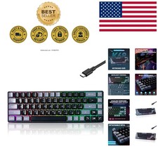 Stylish Black-Grey Wired 68-Key Gaming Keyboard - RGB Backlit, Compact Design picture