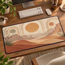 Desert Boho Desk Mat, Southwest Mouse Pad, Neutral Office Decor picture