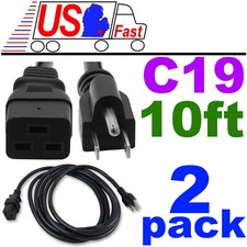 Lot2pk/pcs 10ft long C19~NEMA5-15P Server/PDU Power Cord/Cable/Wire 14awg 15A AC picture