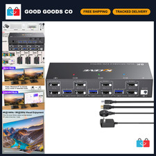 KVM Switch for 2 Monitors & 3 PCs, DisplayPort 4K@144Hz, Dual Monitor Setup picture