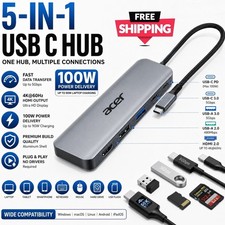 USB C Hub Multiport Adapter - 7 in 1 Portable Space Aluminum Dongle with 4K HDMI picture