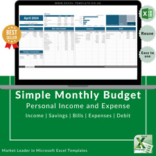Simple Personal Budget Planner Microsoft Excel Spreadsheet. Paycheck. Finances picture