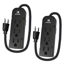 2Pack Small Power Strip Black Outlet - 1FT Heavy Duty Power Extension Cord, M... picture