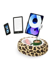 SupeDesk Kindle Pillow Stand with Leopard Print – Soft Tablet Holder with Snack picture
