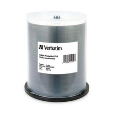 VERBATIM 95252 CD-R 52x 700MB 80Min White Inkjet Hub Printable 100 pack Spindle  picture