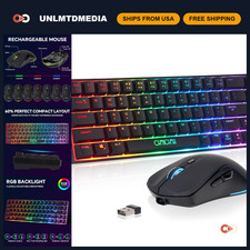 Wireless Gaming Keyboard & Mouse Combo, 60% Compact, RGB Backlit, Rechargeable picture