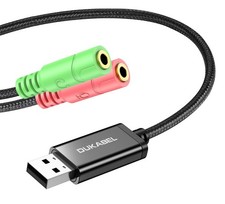DuKabel USB Audio Adapter 2 in 1 Sound Card Essential for PC Headphones Micro... picture