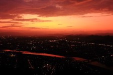 Landscape photography cityscape sunset clouds river Custom Gaming Mat Desk picture