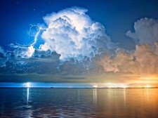 Landscape lightning clouds storm starry night cape Custom Gaming Mat Desk picture