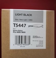 05-2020 New In Box Epson Genuine 220ml Ink T5447 Light Black Stylus 4000/9600 picture