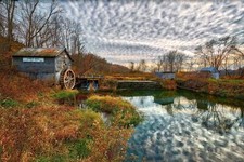 Landscape wisconsin fall mill pond trees Custom Gaming Mat Desk picture
